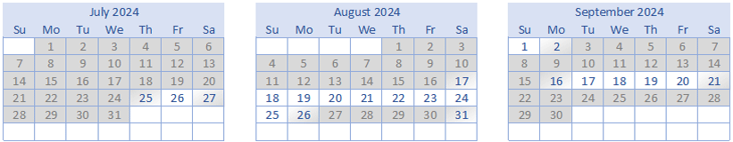 Calendar of Availability