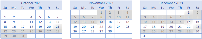 Calendar of Availability