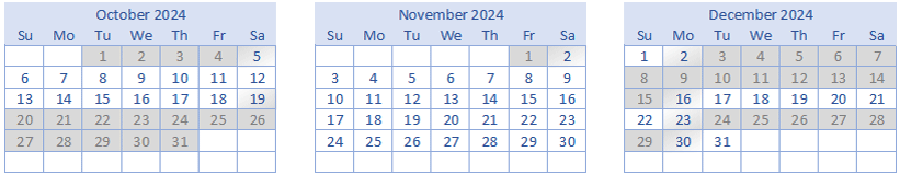 Calendar of Availability