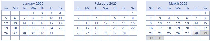 Calendar of Availability