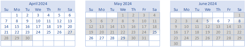 Calendar of Availability