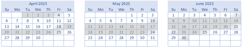 Calendar of Availability