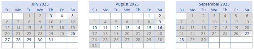 Calendar of Availability