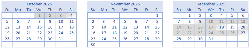 Calendar of Availability